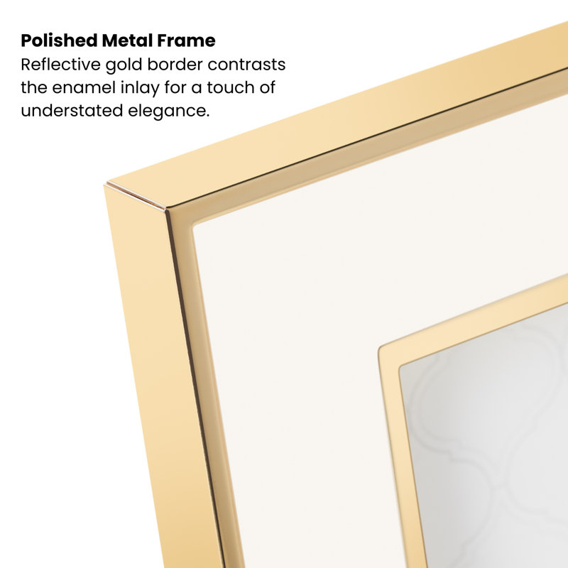 Liora 5 x 7 White Enamel Metal Picture Frame with Gold-Tone Trim, Gold