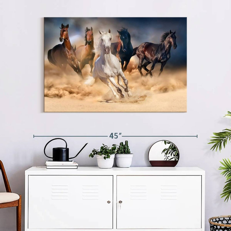 Brampt Sprinting Arab Horses, 26" H x 39" W