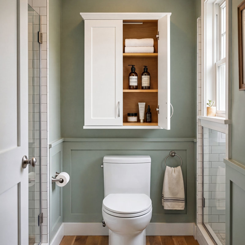  Armoire de salle de bain murale blanche 23 po x 30 po avec intérieur en grain de bois et charnières à fermeture en douceur Dtc