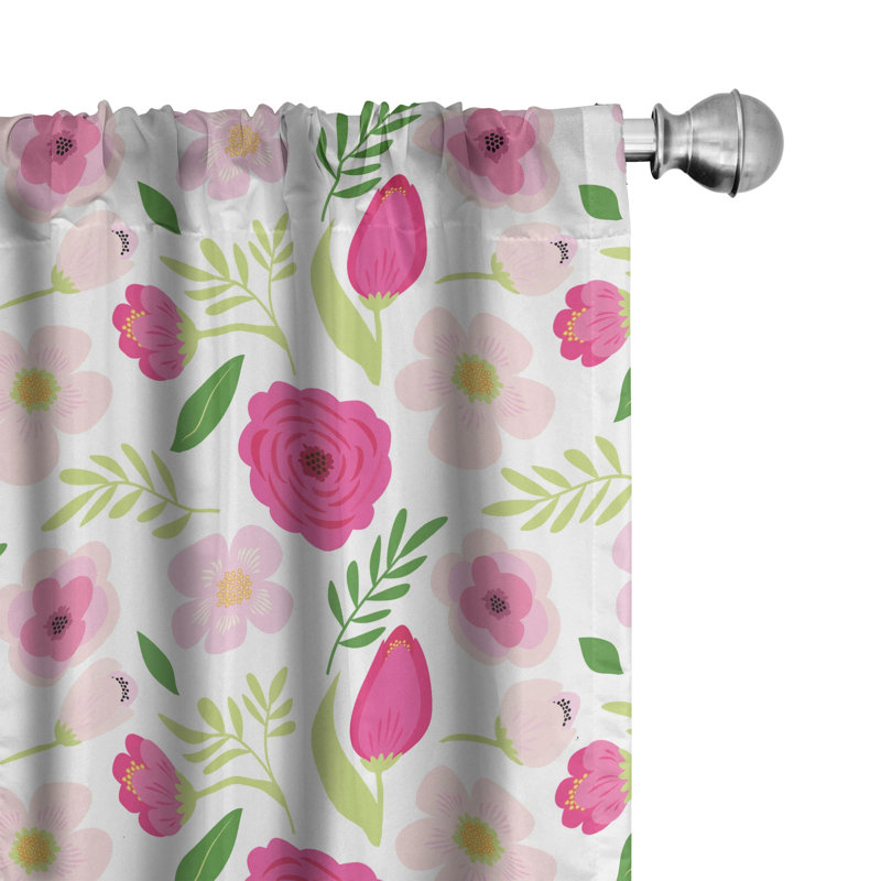 Garden Art Floral Semi-Sheer Rod Pocket Curtain Panels, 28" x 84"
