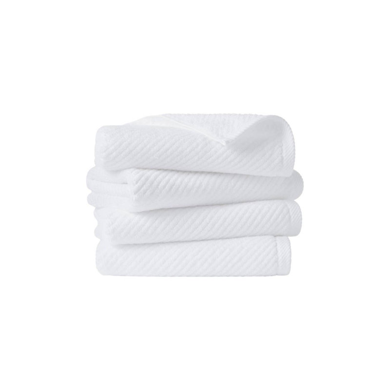 Ensemble de 4 serviettes essuie-mains diagonales à séchage rapide 100% coton 4 pièces, Blanc
