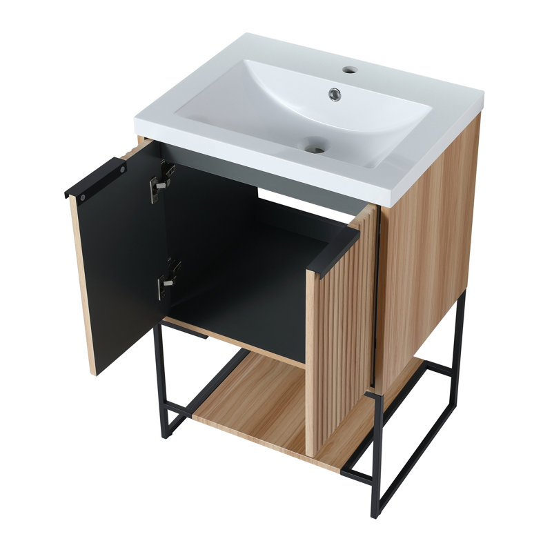 Meuble-lavabo autoportant de 24 po avec lavabo en résine