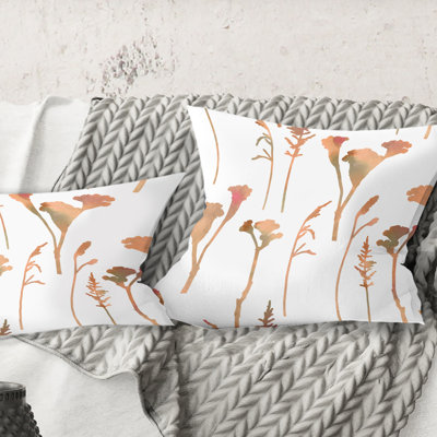 Retro Handdrawn Flowers I - Mid-Century ModernPrinted Throw Pillow