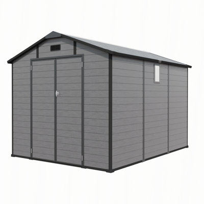 8x10ft Plastic Outdoor Storage Shed with Window and Floor