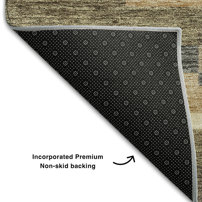 Premium Machine Washable Prisco Taupe Rug, Rectangle 1'8" x 2'6"