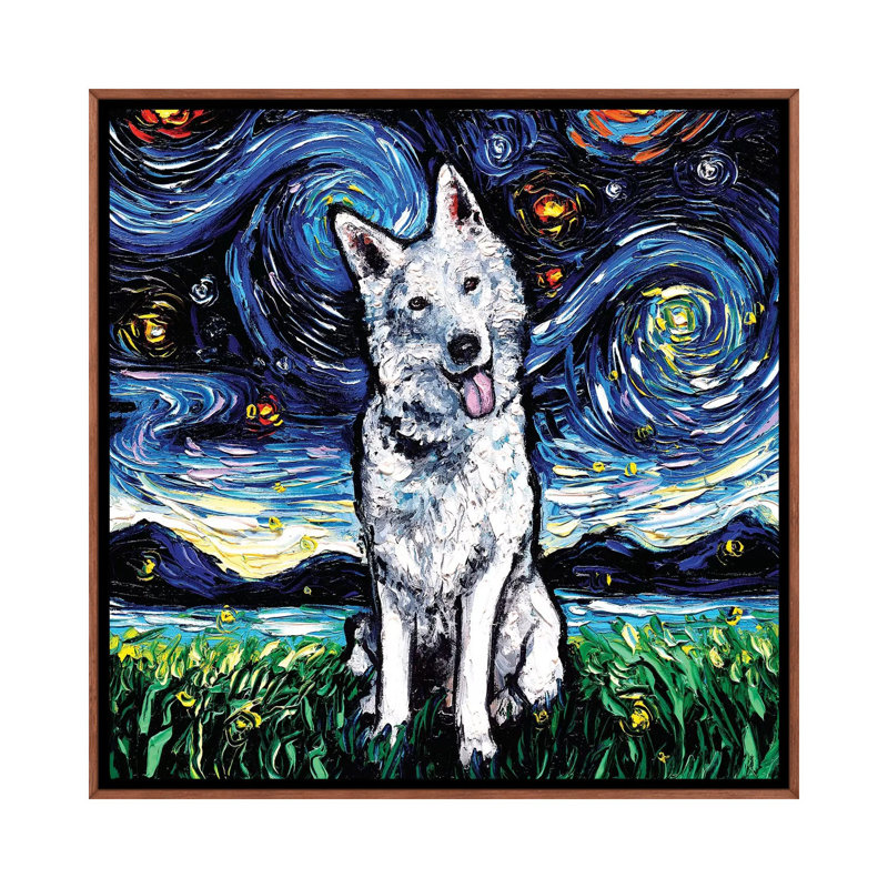 "Swiss Shepherd Night" par aja Trèves, reproduction d’art, H 26 po x l 26 po x P 1,5 po, Pas de tapis