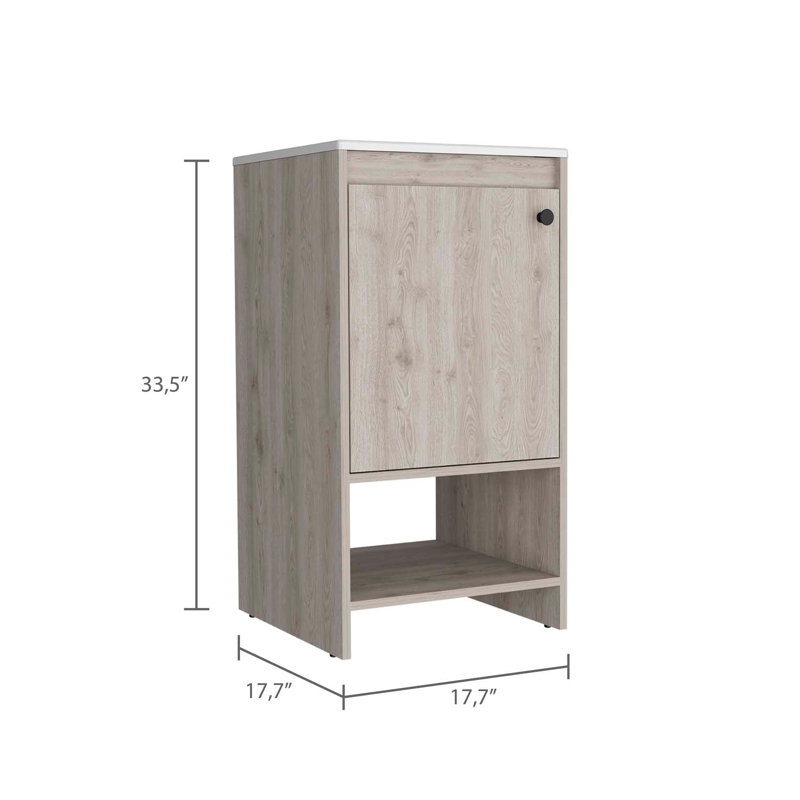 Bruto Free Standing Vanity Cabinet with Open shelf, Light Gray