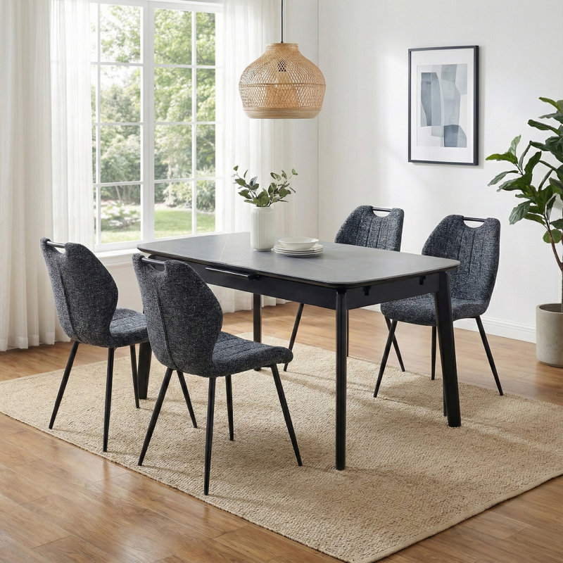 Valinda Extension Dining Set, Dark Grey