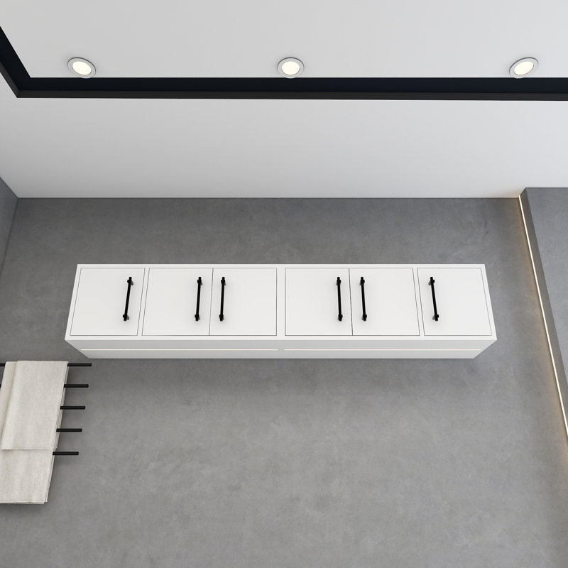 Armoire murale supérieure Victoria (double), H 13,8 po x l 71,3 po x P 12 po, Blanc lustré