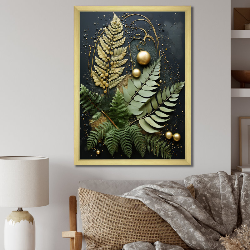 Ysabell Ferns Plant Timeless Elegance III sur toile, H 20 po x l 12 po x P 1 po, Encadrement doré