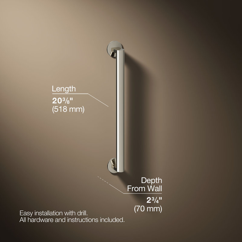 Components™ 18-In Grab Bar, 18" W, Polished Nickel