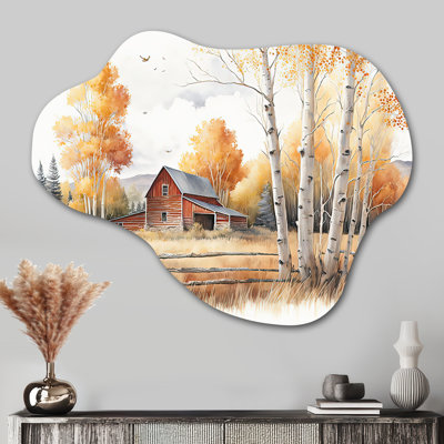 Path To The Barn V - Cloud Barn Landscape Wall Decor, sculpture asymétrique en métal