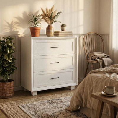 Commode 3 tiroirs H 34,4 po avec pieds en bois massif