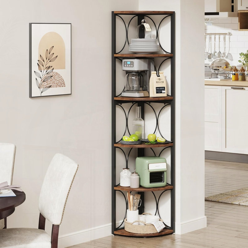 Six-Tier Corner Bookshelf Versatile Storage Rack