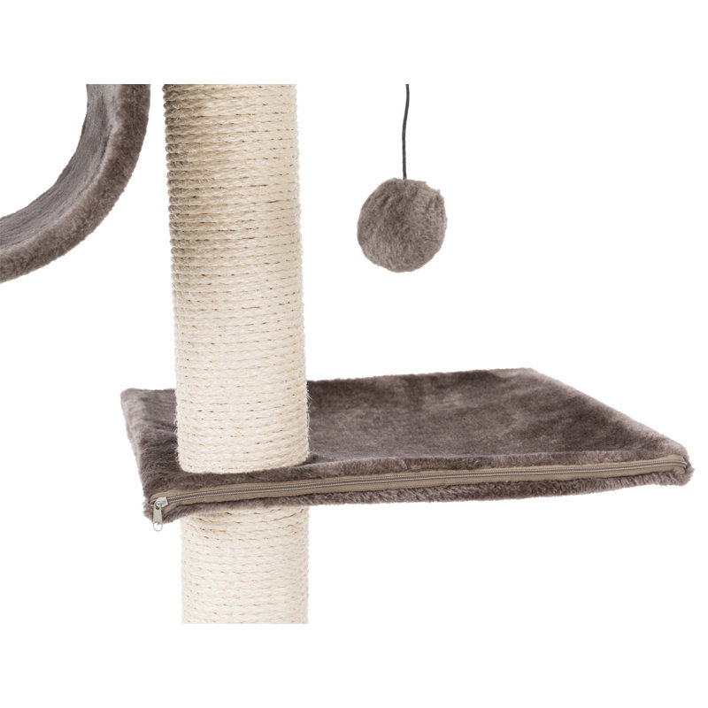 Arbre à chat de 41,7 po Trixie San Fernando, tour pour chat à 3 niveaux, poteaux à griffer en sisal, condos en peluche, tunnel, jouet pour chat suspendu