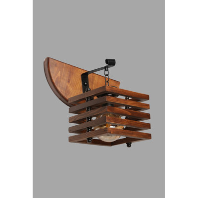 Lampe murale moderne en bois, brun, 15 x 9,8 pouces | Corps en bois massif avec capuchon en bois, peinture électrostatique séchée au four | Douille E27, 40 W maximum, IP20 | Idéal pour les décors rustiques, industriels et champêtres