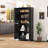 Tall Kitchen Storage Cabinet with 4 Doors – Modern Wooden Sideboard with Adjustable Shelves – Vertical Floor Cupboard for Living Room, Dining Room, Bathroom, Laundry – Wood Grain Finish, Anti-Tip Kit-577140174