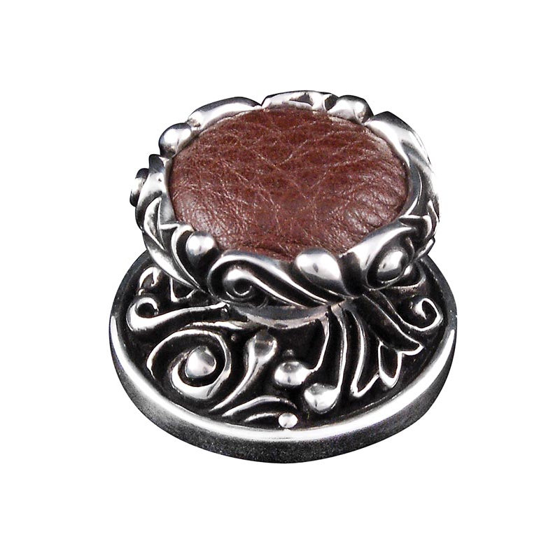 Liscio Mushroom Knob, Antique Silver, Pebble