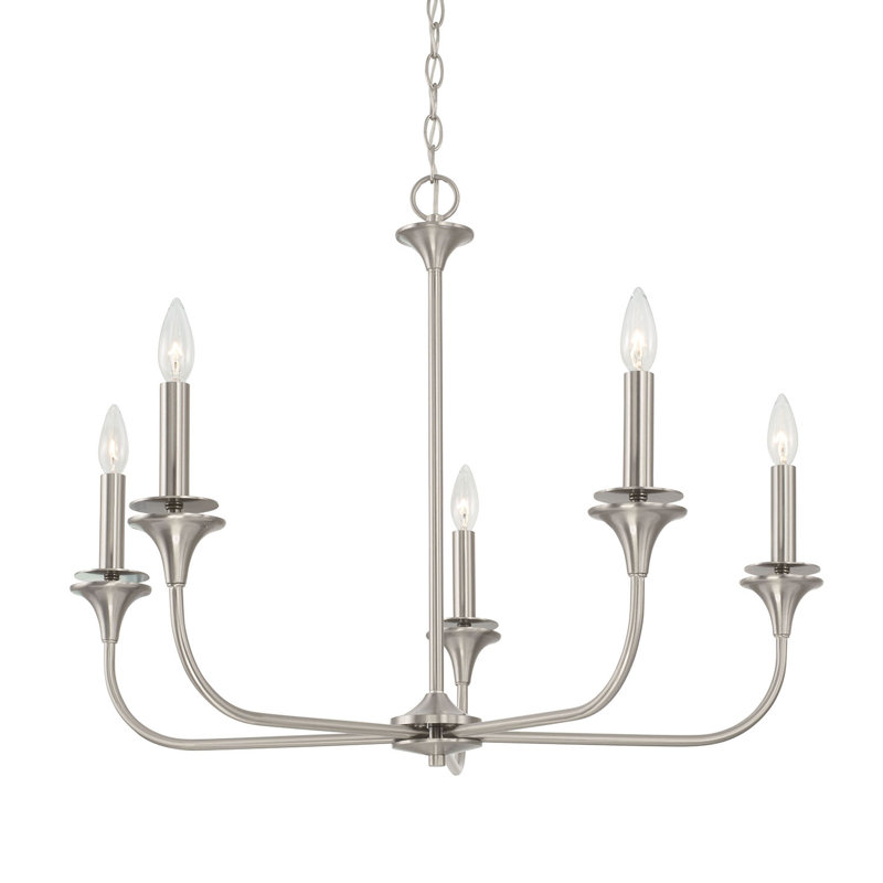 Kirtus 5 - Light Dimmable Classic / Traditional Chandelier, Brushed Nickel