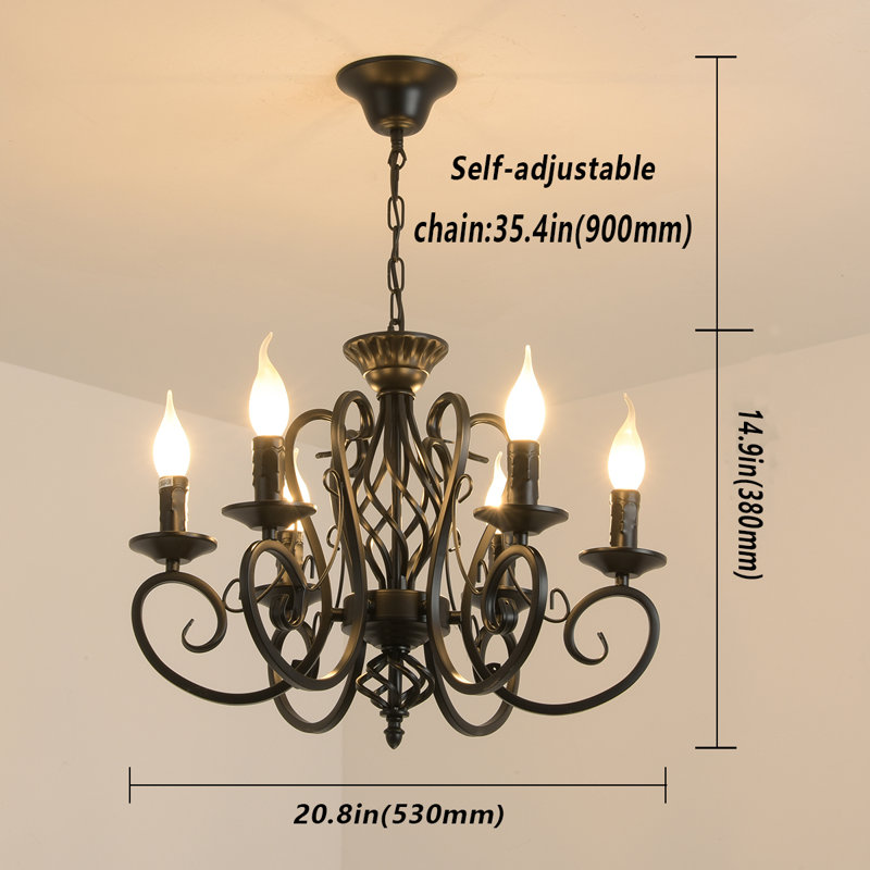 Dirksen 6 - Light Dimmable Classic / Traditional Chandelier, Black 