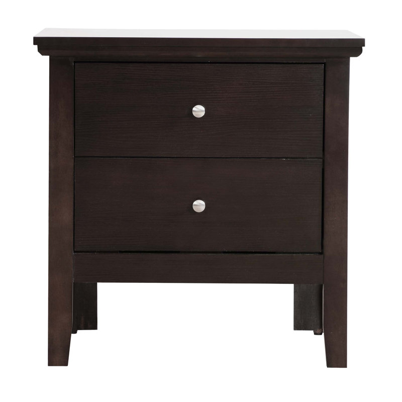 Chic Nightstand With Storage Drawers, Espresso