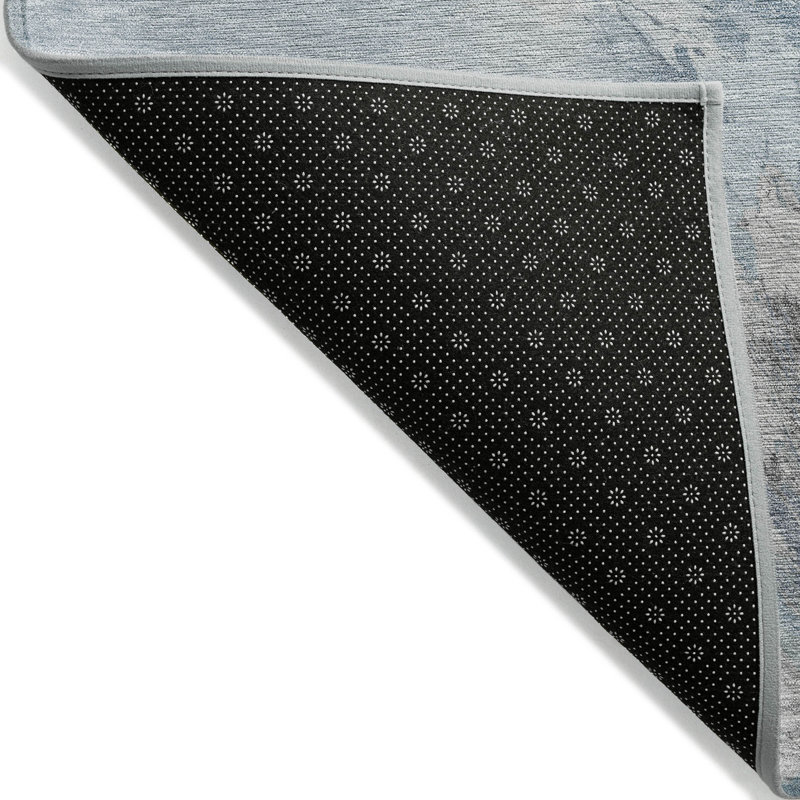 Tapis extérieur lavable abstrait bleu ciel et ivoire 3 pi x 5 pi
