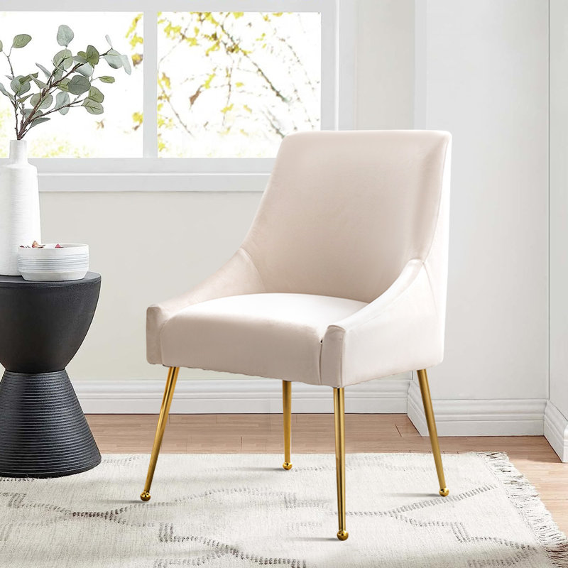  Chaise d'appoint rembourrée Krafick, Velours blanc