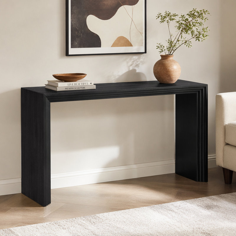 U_STYLE Console de style moderne en placage de bois massif de paulownia, convenant au vestibule, au salon ou à l'entrée.