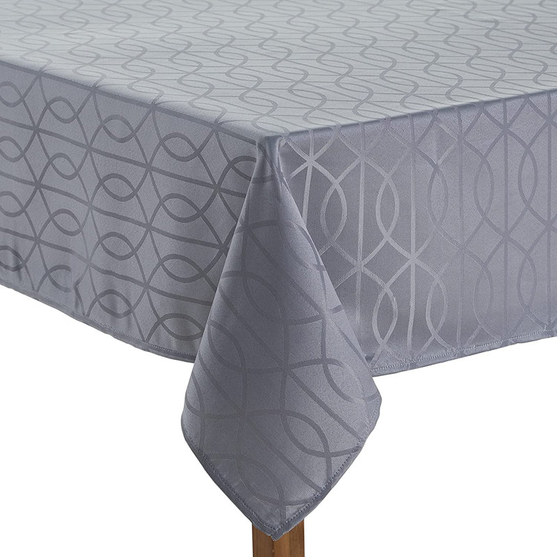 Gray Jacquard Polyester Rectangular Tablecloth, 60" x 120"