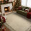 Tapis d'intérieur taupe vintage à bordure ondulée, lavable et antidérapant, idéal pour le salon, la chambre ou le bureau.-728788082-728788083