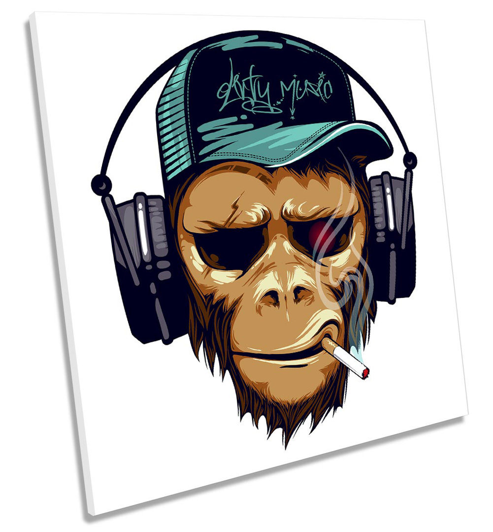 Z1959 Monkey DJ Headphones - Wrapped Canvas Print