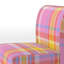 Fauteuil de chambre en velours tartan à carreaux jaune et rose