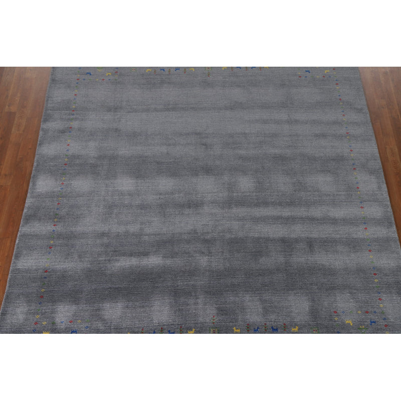 Tapis tribal gris Gabbeh 8 x 9
