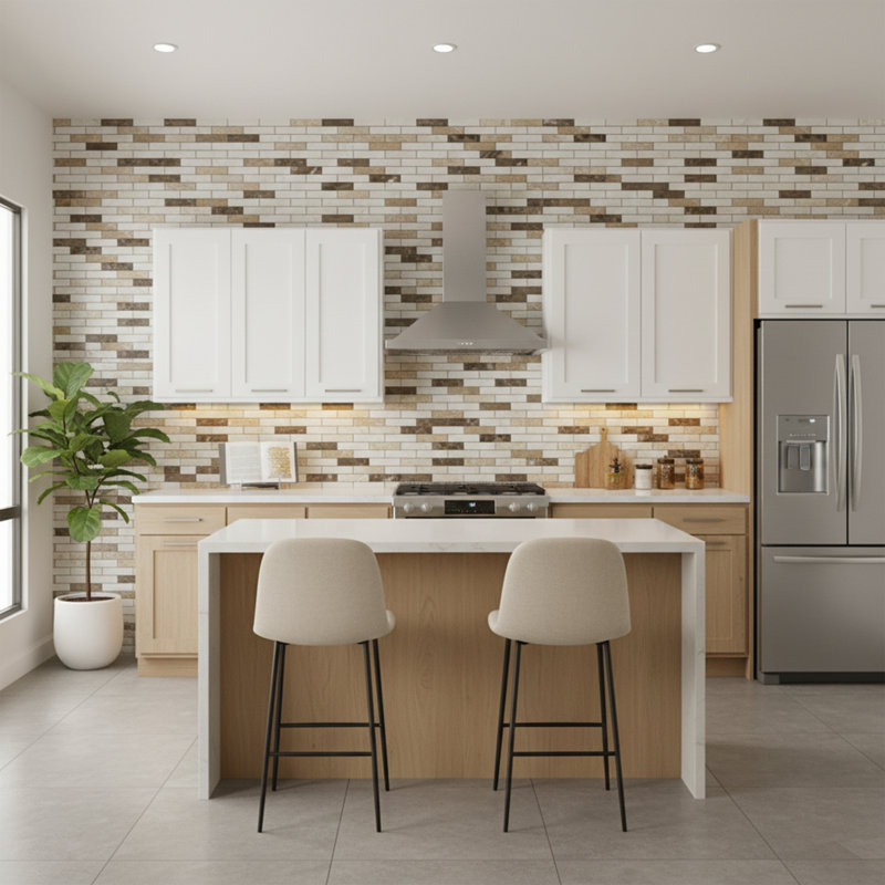 Kingsway 12" x 12" Marble Mosaic Subway Wall & Floor Tile