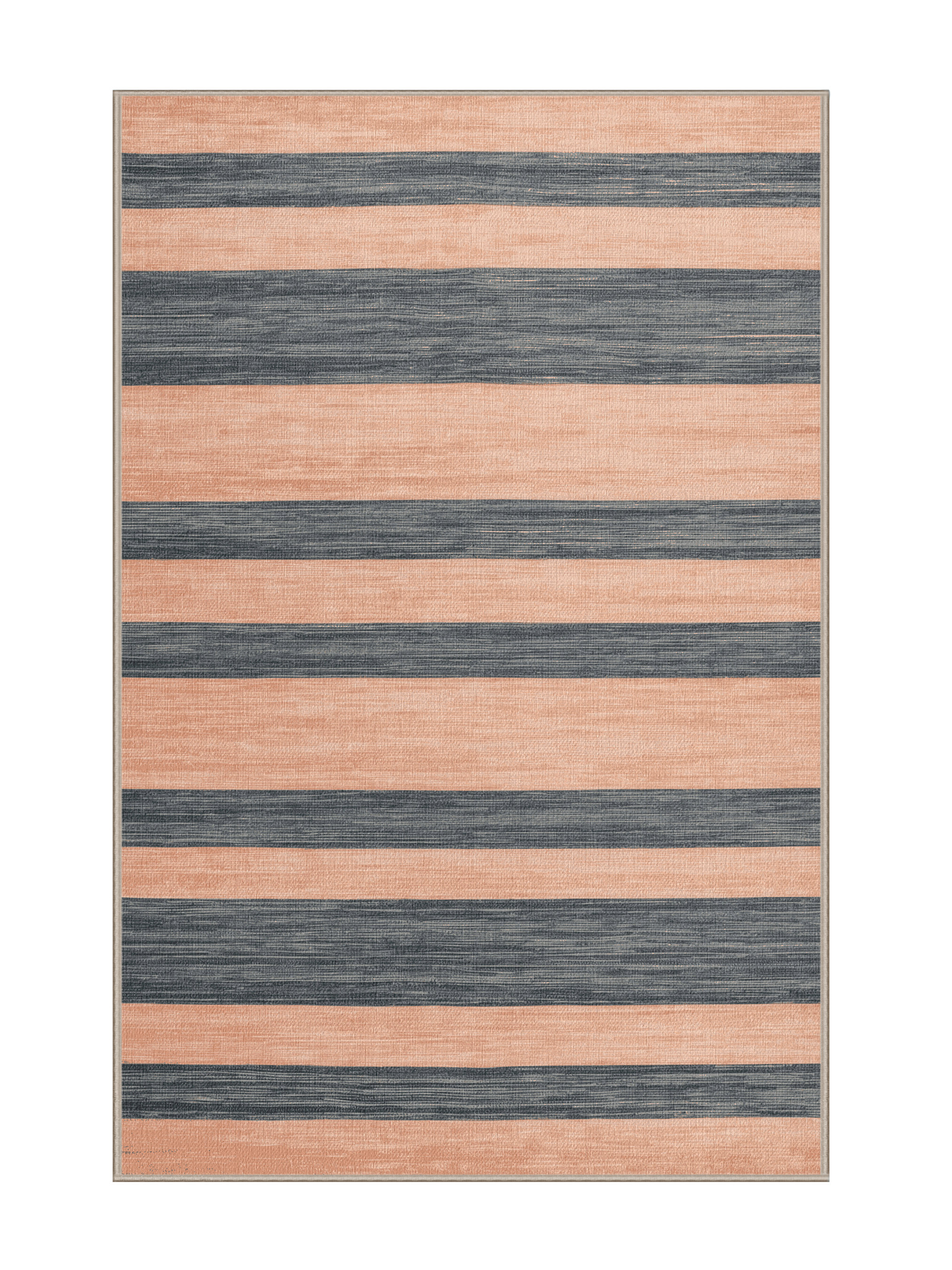 Ebern Designs Machine Washable Horizontal Stripes Beige Area Rug | Wayfair