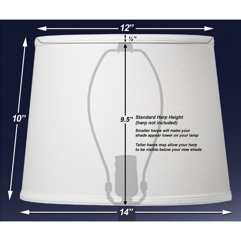 Abat-jour tambour en lin, H 10 po x l 14 po x P 14 po, Blanc