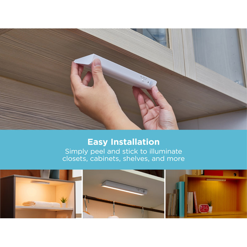 White Battery Operated 9'' LED Under Cabinet Light Bar Kit