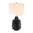 3-way Black Ceramic Table Lamp With White Drum Shade