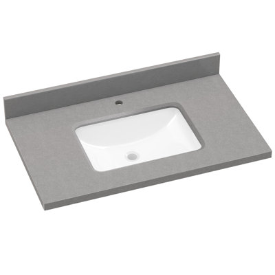 36 In. W X 22 In. D Cultured Marble Gray Rectangular Single Sink Bath Vanity Top With Backsplash Countertop In Gray