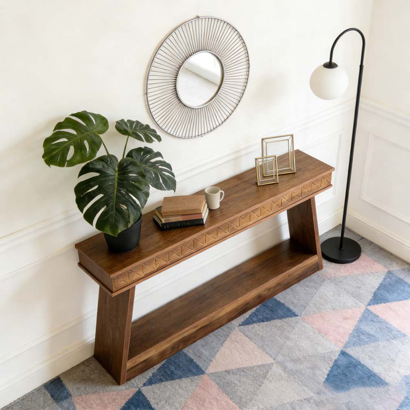 Farmhouse Sofa Table Console Table Entryway Table with Storage, Brown