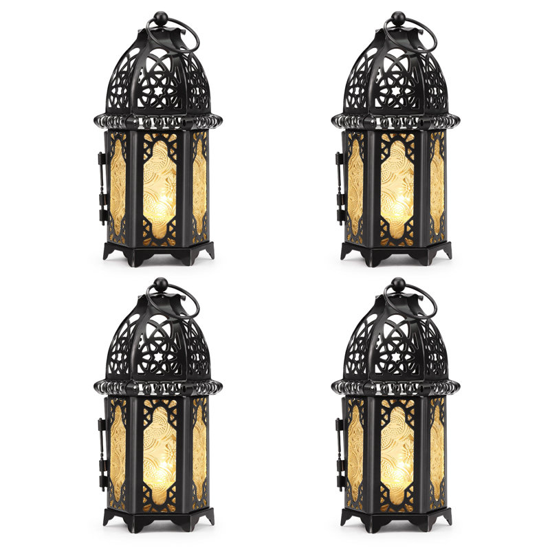 4pcs Metal Candle Lanterns Holder Set