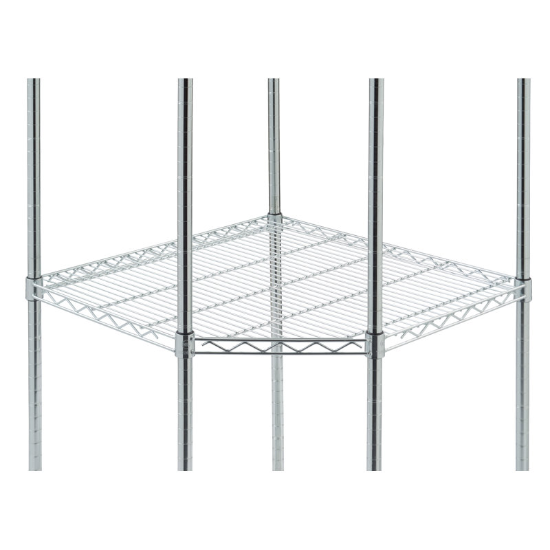Adjustable Gray Steel 4-Tier Corner Shelving Unit with Wheels
