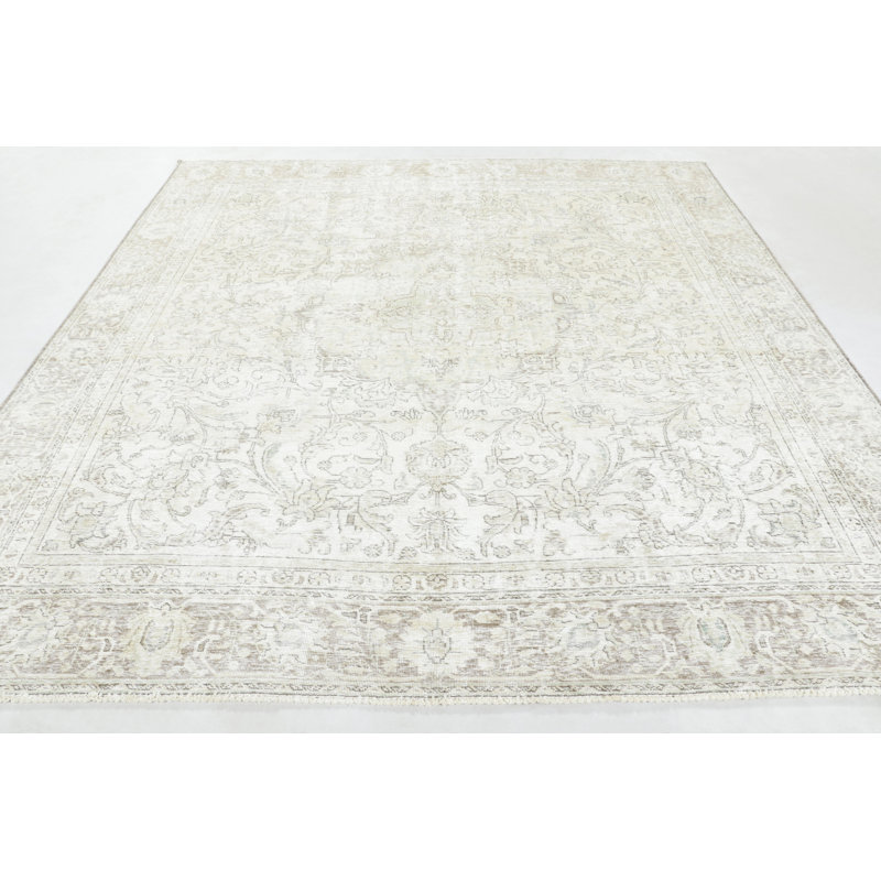 Distressed One-of-a-Kind 9'2X10'1 Hand Knotted Area Rug