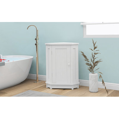 Armoire de salle de bain, armoire de rangement de coin triangulaire avec tablette réglable