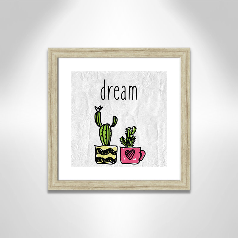 «Cacti A», art encadré, H 16 po x l 16 po x P 0,6 po, Beige Flat Framed