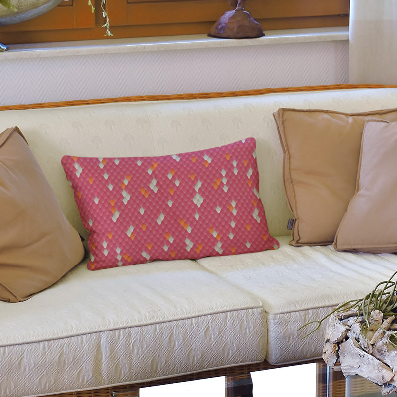 Housse de coussin lombaire à échelles serpent, Rose / Orange, Sergé de coton