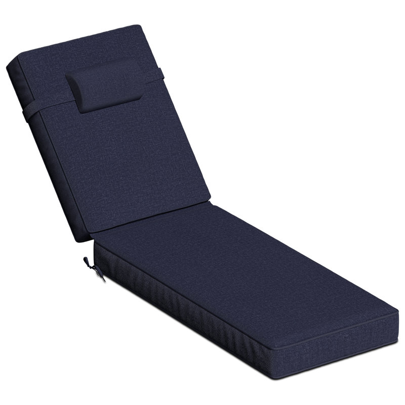 Outdoor Olefin Chaise Lounge Cushions, Navy, 48" W x 26" D