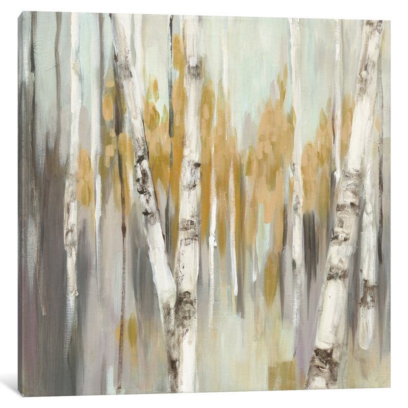 « silver bouleau i », reproduction d’art sur toile tendue, H 37 po x l 37 po x P 1,5 po, Pas de tapis, Toile tendue
