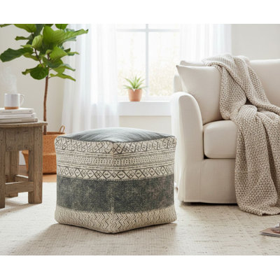 Latichia Modern Casual Distressed Upholstered Ottoman Pouf