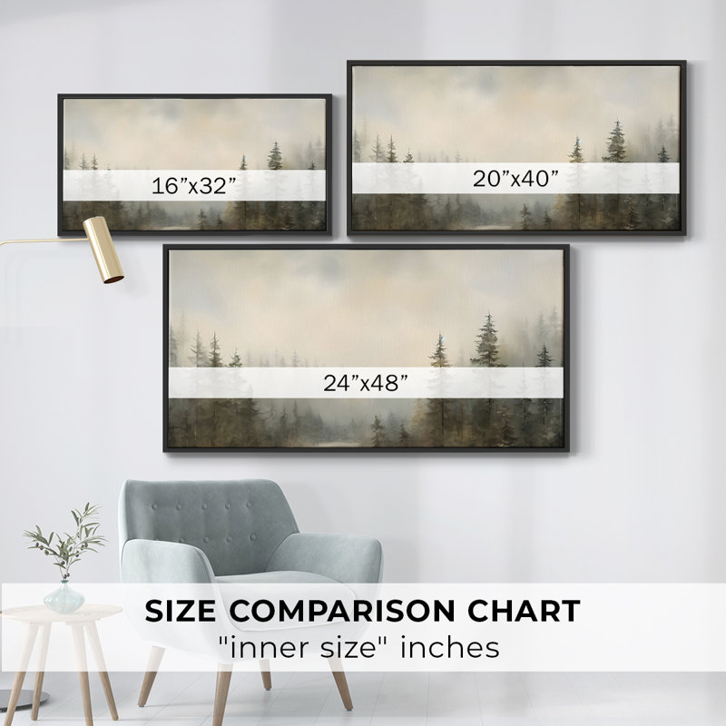 Série paysage - CMXCIX - Toile tendue avec châssis encadré - Prêt à être accroché, H 25 po x l 49 po, Noir
